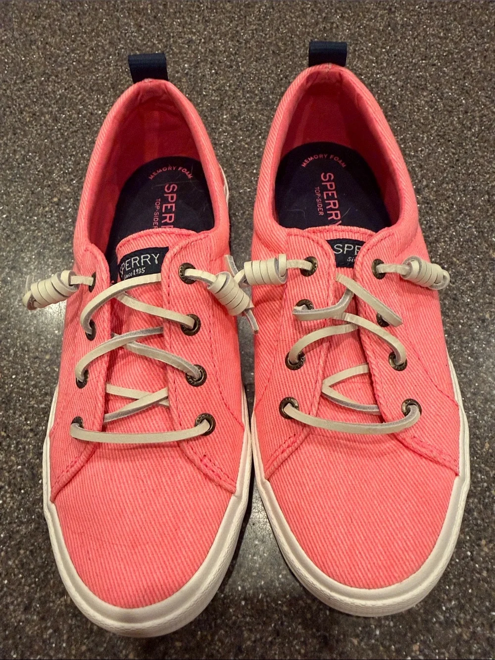 Sperry Coral-Pink Canvas Slip-On Sneakers